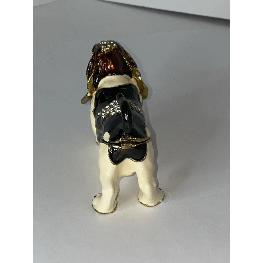 Basset‎ Hound Dog Trinket Box Enamel Crystal Hinged Lid Jeweled Collection